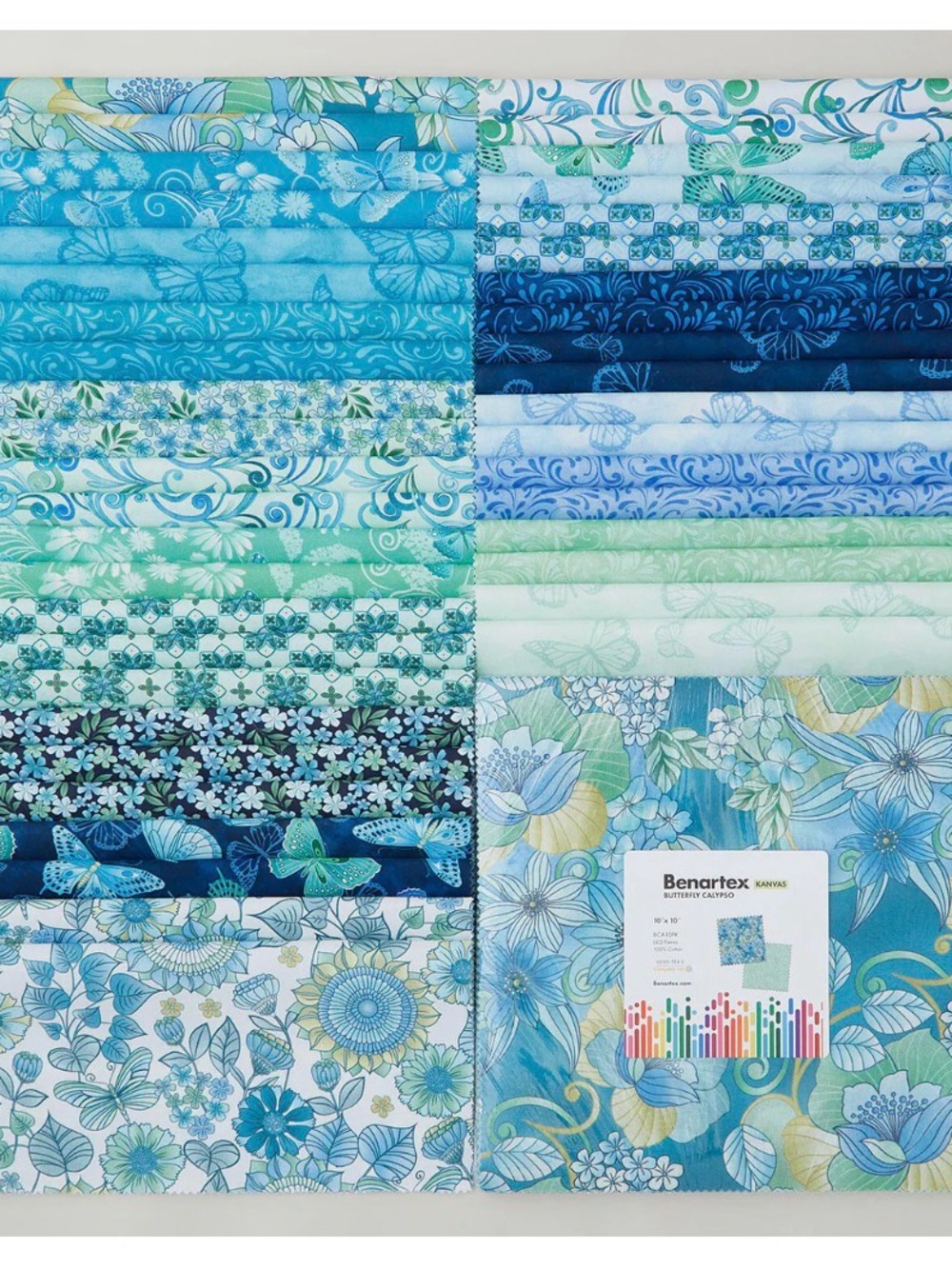 Butterfly Calypso cotton layer cake 10” squares by Benartex